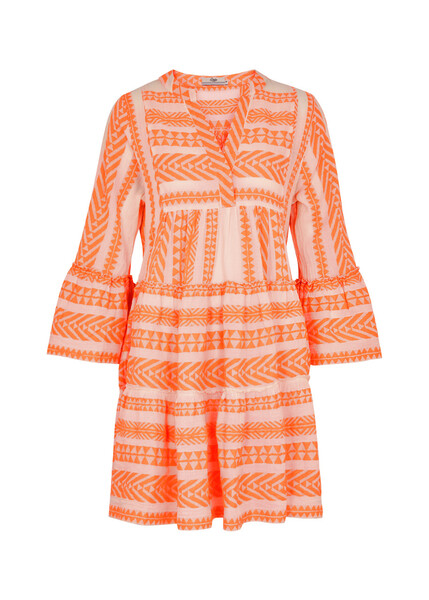  Devotion Ella Embroidered Cotton-blend Mini Dress - Orange - L (uk14 / L) 