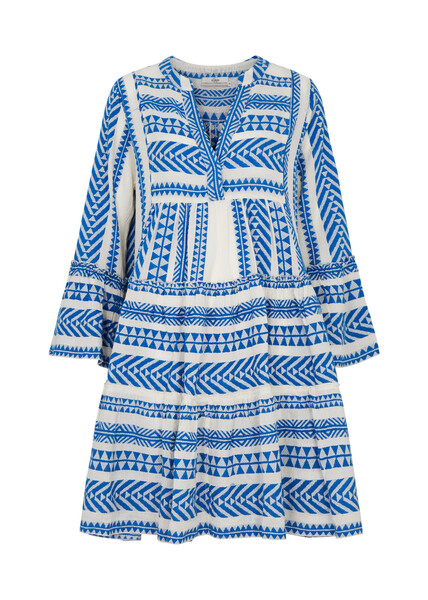  Devotion Ella Embroidered Cotton Mini Dress - Blue And White - S 