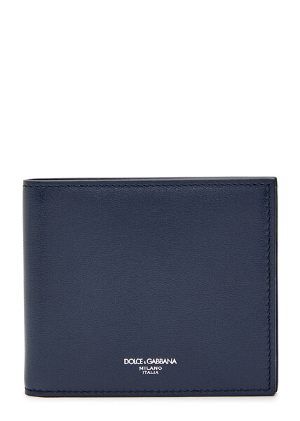  Dolce & Gabbana Logo Grained Leather Wallet - Navy - One Size 