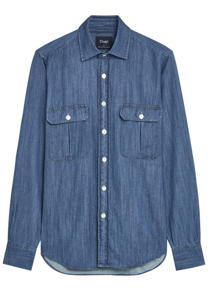  Drake's Chambray Shirt - Denim - S 