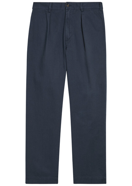  Drake's Herringbone Tapered-leg Trousers - Navy - 34 (w34 / L) 