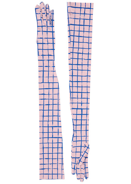  Dries Van Noten Checked Stretch-jersey Gloves - Multi Print - M (uk12 / M) 