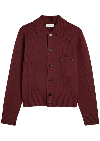  Dries Van Noten Modena Ribbed Wool Cardigan - Purple - L 