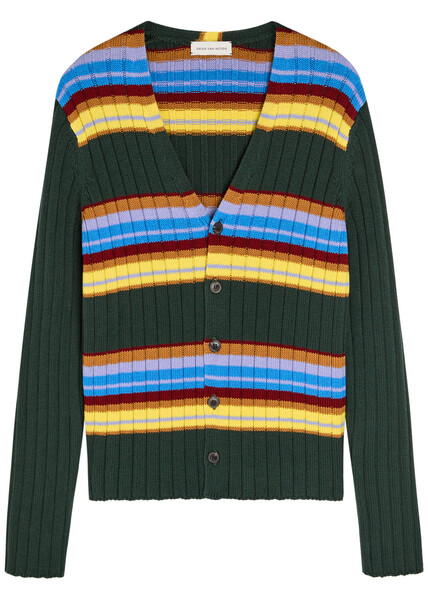  Dries Van Noten Modify Striped Cotton And Wool-blend Cardigan - Multicoloured 1 - M 