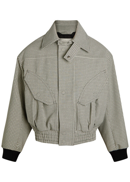  Dries Van Noten Vaas Houndstooth Woven Jacket - Grey - M 