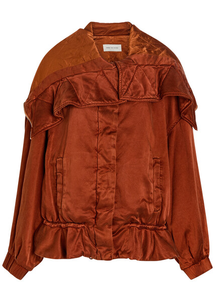  Dries Van Noten Villa Quilted Satin-twill Jacket - Rust - M (uk12 / M) 