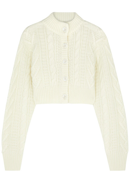 Emilia Wickstead Aleph Cropped Wool Cardigan - Ivory - L (uk14 / L) 