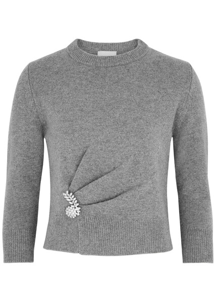  Erdem Brooch-embellished Wool Jumper - Grey - M 