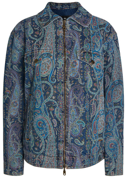  Etro Patterned Denim Jacket - Blue - 38 (uk6 / Xs) 