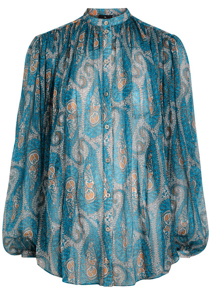  Etro Patterned Silk Blouse - Blue - 44 (uk12 / M) 