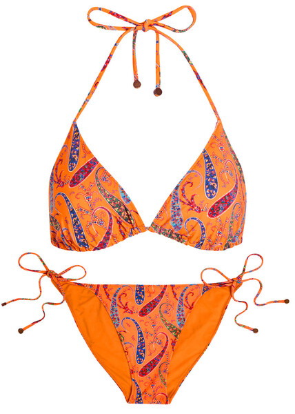  Etro Patterned Triangle Bikini - Orange - Xs (uk6 / Xs) 