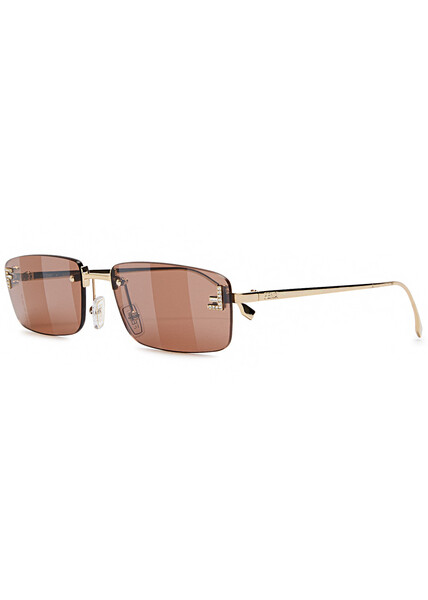  Fendi Fendi First Rimless Rectangle-frame Sunglasses - Silver - One Size 