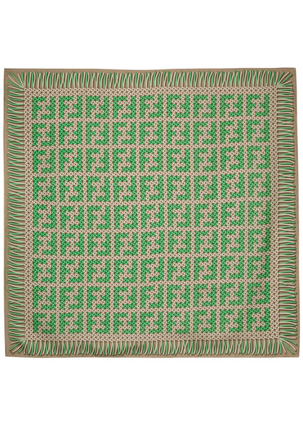  Fendi Printed Silk Scarf - Green 