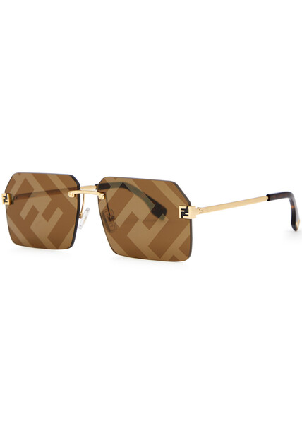  Fendi Rimless Rectangle-frame Sunglasses - Gold 