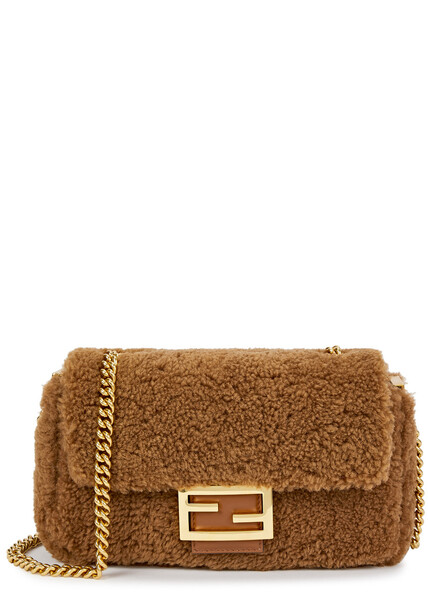  Fendi Small Shearling Shoulder Bag - Brown - One Size 