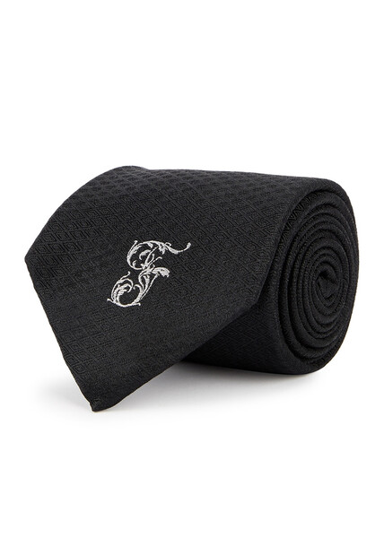  Forbes Tailoring Black Jacquard Silk Tie 