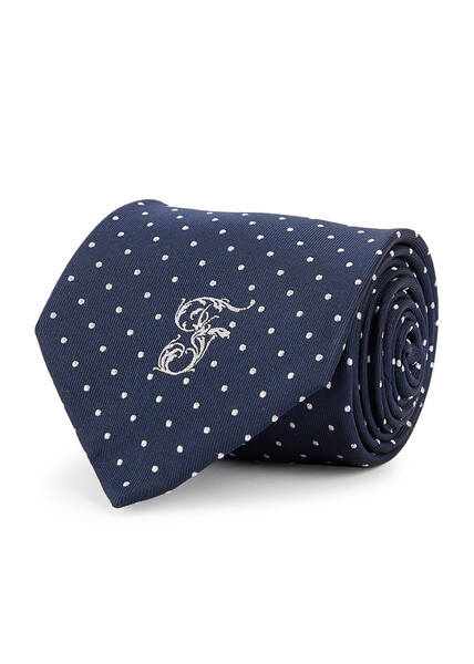  Forbes Tailoring Black Polka-dot Jacquard Silk Tie - Navy 