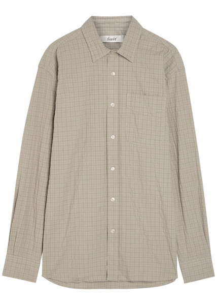  Forét Checked Cotton Shirt - Khaki - L 