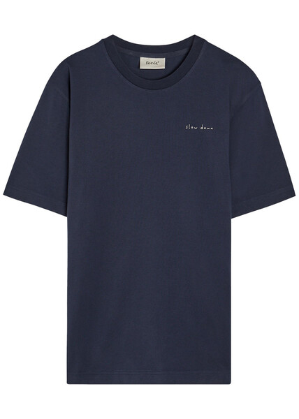  Forét Embroidered Cotton T-shirt - Navy - Xl 