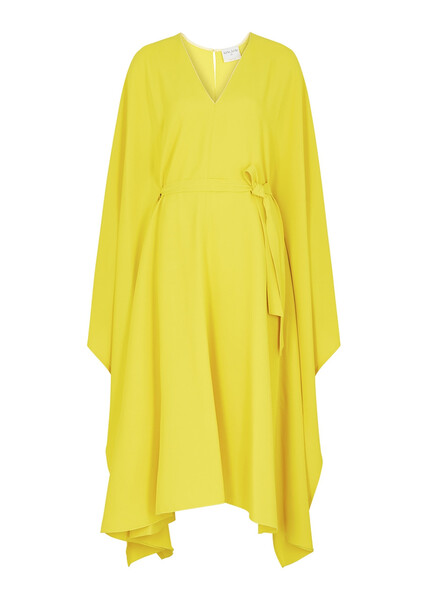  Forte_forte Yellow Cape-effect Midi Dress - 2 