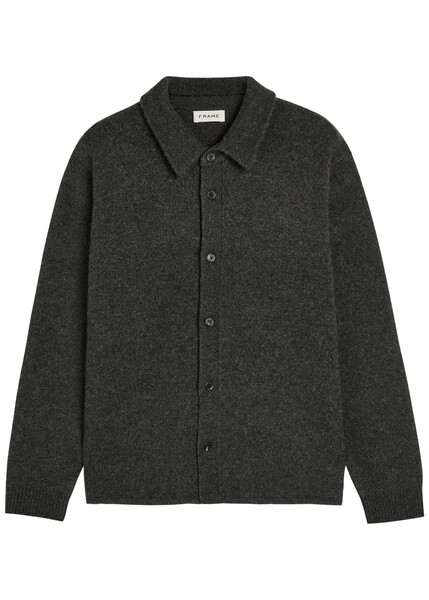  Frame Brushed Wool And Yak-blend Overshirt - Charcoal - L 