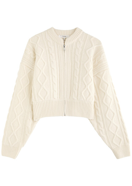  Frame Cable-knit Wool Cardigan - Cream - M (uk12 / M) 