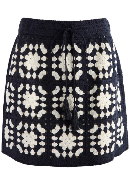  Frame Crochet Mini Skirt - Navy - M (uk12 / M) 