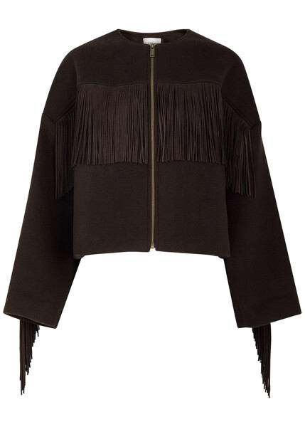  Frame Fringed Wool-blend Coat - Brown - S (uk8-10 / S) 