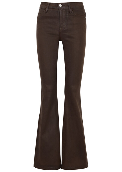  Frame Le High Flare Coated Jeans - Dark Brown - 30 (w30 / Uk 12 / M) 