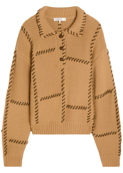  Frame Leather-stitch Wool And Cashmere-blend Jumper - Bronze - M (uk12 / M) 