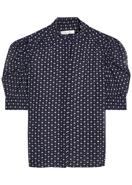  Frame Patterned Silk Blouse - Navy - S (uk8-10 / S) 