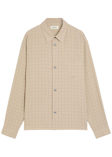  Frame Plaid Woven Shirt - Beige - L 