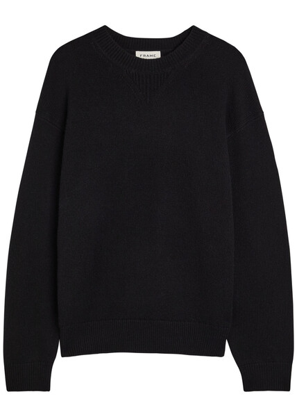  Frame Suede Patch Wool-blend Jumper - Black - L 