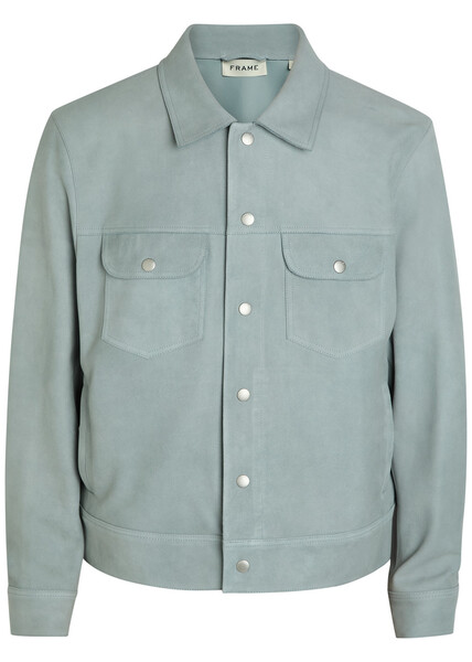  Frame Suede Trucker Jacket - Light Blue - L 