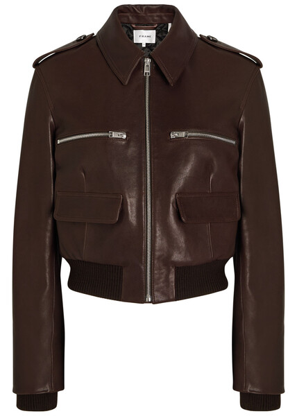  Frame The Aviator Quilted Leather Jacket - Dark Brown - M (uk12 / M) 