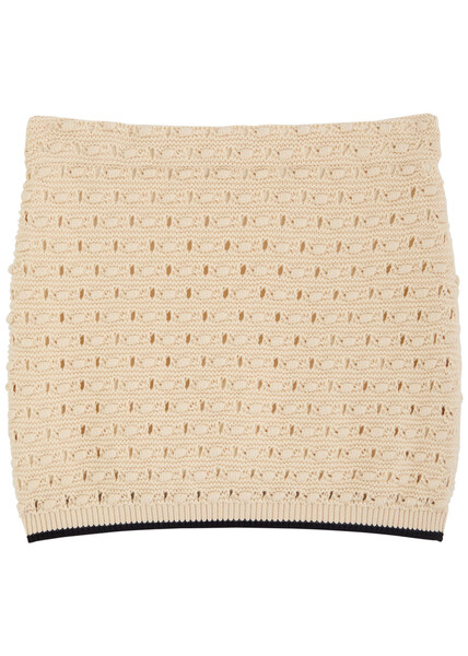  Frame The Bauble Open-knit Mini Skirt - Cream - L (uk14 / L) 