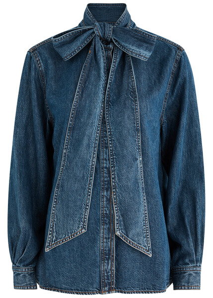  Frame The Secretary Denim Blouse - Blue - M (uk12 / M) 