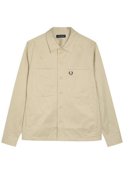  Fred Perry Logo-embroidered Cotton Overshirt - Ecru - M 