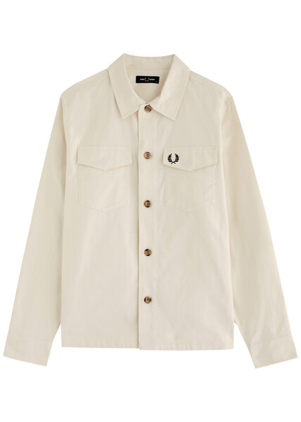  Fred Perry Logo-embroidered Cotton-twill Overshirt - Cream - S 