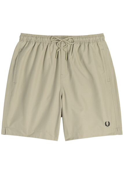  Fred Perry Logo-embroidered Shell Swim Shorts - Grey - Xl 
