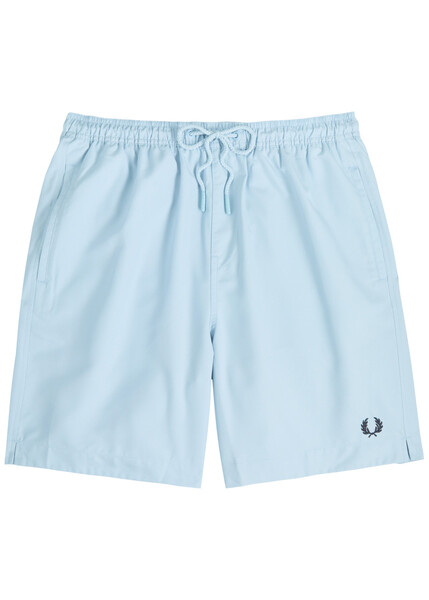  Fred Perry Logo-embroidered Shell Swim Shorts - Light Blue - Xxl 