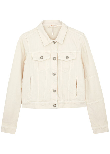  Free People Rumors Denim Jacket - Ivory - S 