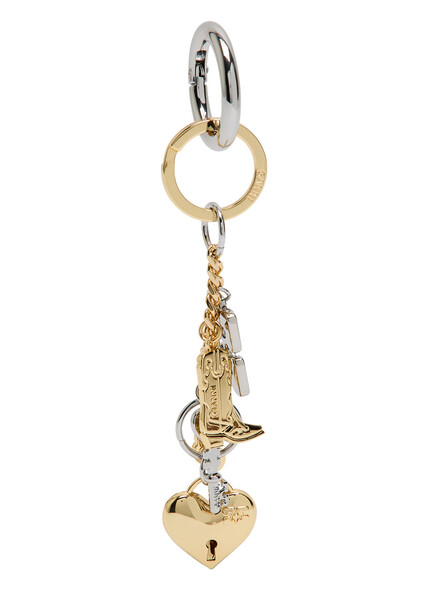  Ganni Bou Charms Two-toned Keyring - Gold - One Size 