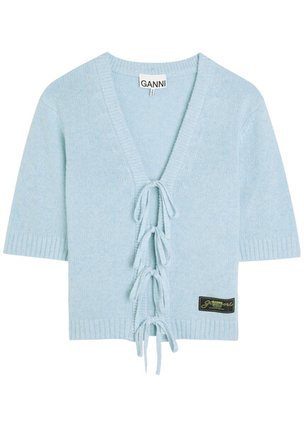  Ganni Future Wool-blend Cardigan - Blue - Xs (uk6 / Xs) 