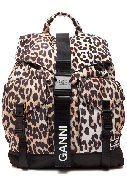  Ganni Leopard-print Nylon Backpack - One Size 