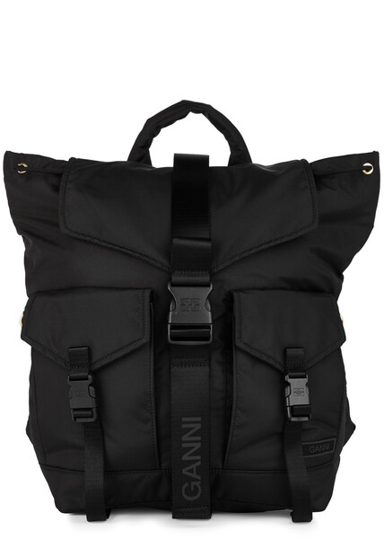  Ganni Logo Nylon Backpack - Black - One Size 