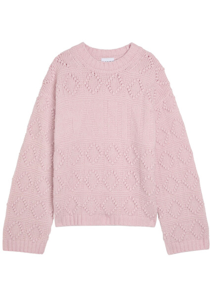 Ganni Textured Wool-blend Jumper - Light Pink - S (uk8-10 / S) 