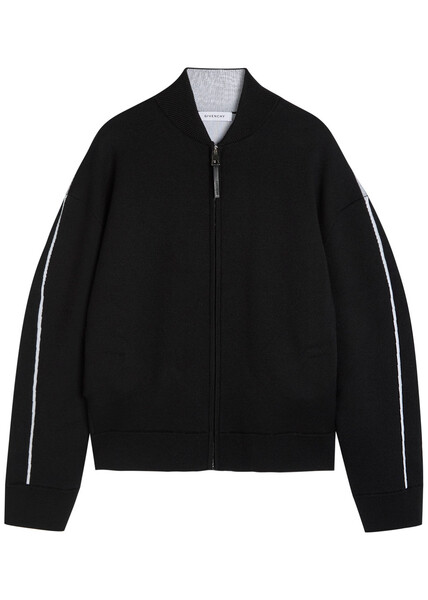  Givenchy Couture Logo-intarsia Wool-blend Cardigan - Black - L 