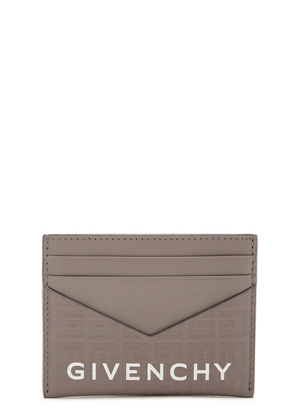  Givenchy Cut Out Logo Leather Card Holder - Grey 
