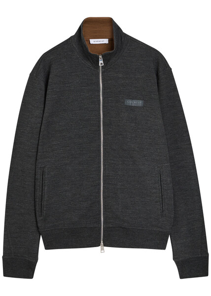  Givenchy Logo-appliquéd Wool-blend Track Sweatshirt - Grey - L 